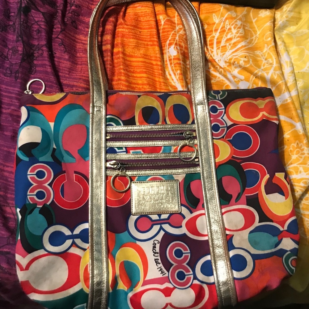 Coach Large Retired Poppy Multicolored Tote